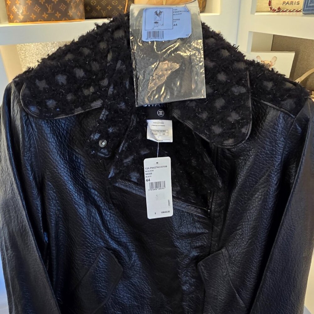 CHANEL Leather jacket with matching skirt size 44 $10645 plus $5480  NWT size 42
